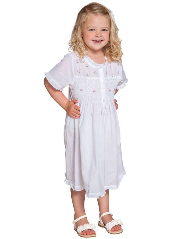 Jacaranda Living Childrens White Cotton Dress Embroidered EL325 Ava ...